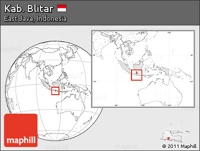 Blank Location Map of Kab. Blitar, highlighted country, within the entire country
