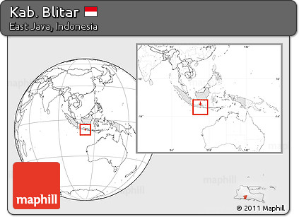 Blank Location Map of Kab. Blitar, highlighted country, within the entire country