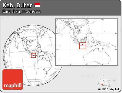 Blank Location Map of Kab. Blitar, highlighted country, within the entire country