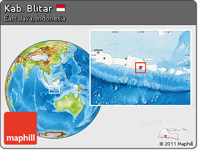 Physical Location Map of Kab. Blitar, highlighted country