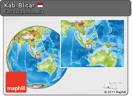 Physical Location Map of Kab. Blitar, highlighted parent region, within the entire country