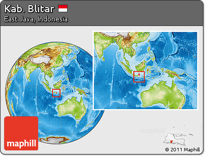 Physical Location Map of Kab. Blitar, highlighted parent region, within the entire country