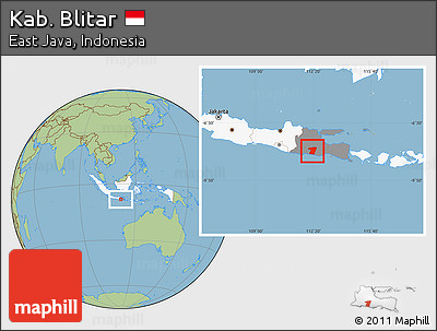 Savanna Style Location Map of Kab. Blitar, highlighted country, highlighted parent region