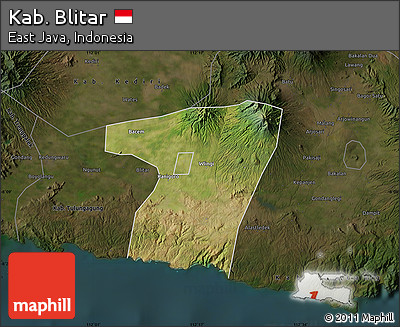 Satellite Map of Kab. Blitar, darken