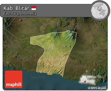 Satellite Map of Kab. Blitar, darken