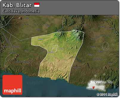 Satellite Map of Kab. Blitar, darken