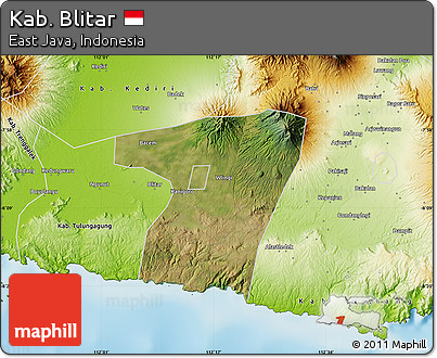 Satellite Map of Kab. Blitar, physical outside
