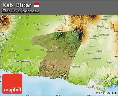 Satellite Map of Kab. Blitar, physical outside