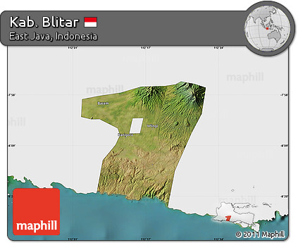 Satellite Map of Kab. Blitar, single color outside