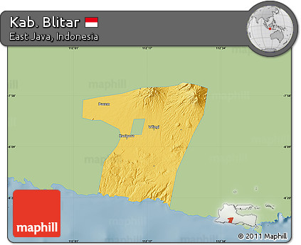 Savanna Style Map of Kab. Blitar, single color outside