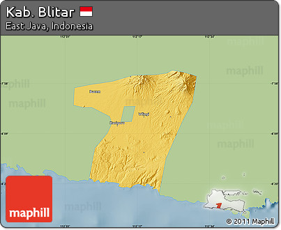 Savanna Style Map of Kab. Blitar, single color outside