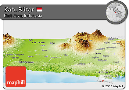 Physical Panoramic Map of Kab. Blitar