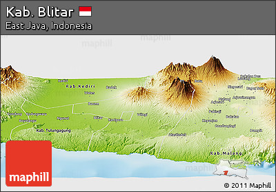 Physical Panoramic Map of Kab. Blitar