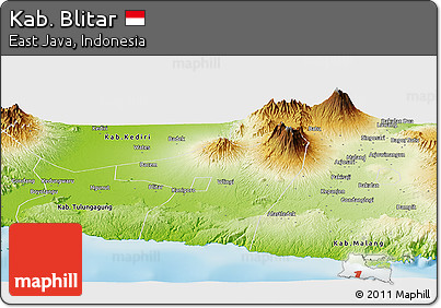 Physical Panoramic Map of Kab. Blitar