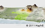 Physical Panoramic Map of Kab. Blitar, semi-desaturated