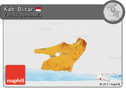 Political Panoramic Map of Kab. Blitar, single color outside
