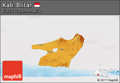Political Panoramic Map of Kab. Blitar, single color outside