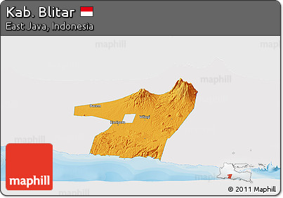 Political Panoramic Map of Kab. Blitar, single color outside