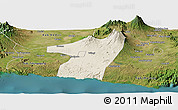 Shaded Relief Panoramic Map of Kab. Blitar, satellite outside