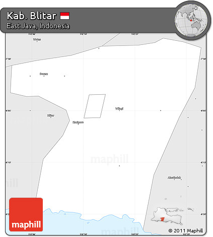 Silver Style Simple Map of Kab. Blitar