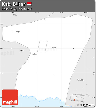 Silver Style Simple Map of Kab. Blitar