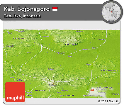 Physical 3D Map of Kab. Bojonegoro