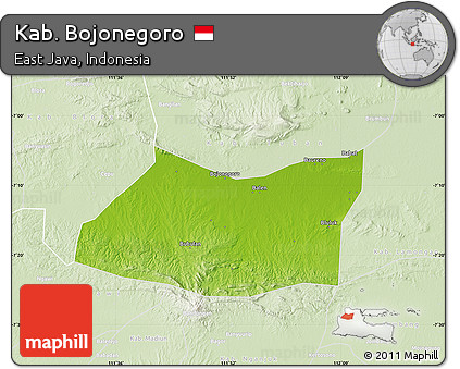Physical Map of Kab. Bojonegoro, lighten