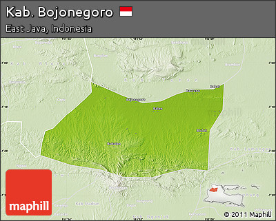 Physical Map of Kab. Bojonegoro, lighten