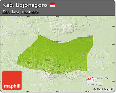 Physical Map of Kab. Bojonegoro, lighten