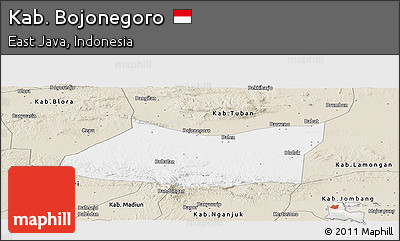 Classic Style Panoramic Map of Kab. Bojonegoro