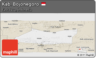 Classic Style Panoramic Map of Kab. Bojonegoro