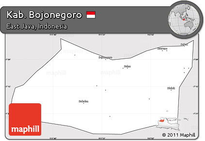 Silver Style Simple Map of Kab. Bojonegoro, cropped outside