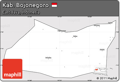 Silver Style Simple Map of Kab. Bojonegoro, cropped outside