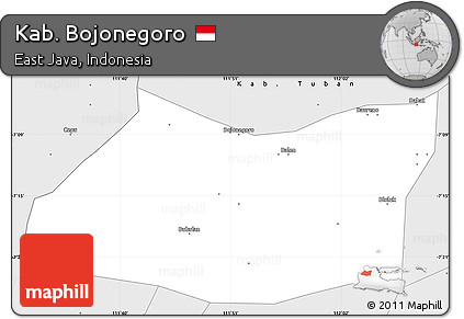 Silver Style Simple Map of Kab. Bojonegoro