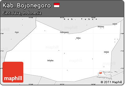 Silver Style Simple Map of Kab. Bojonegoro