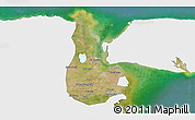Satellite 3D Map of Kab. Gresik, single color outside