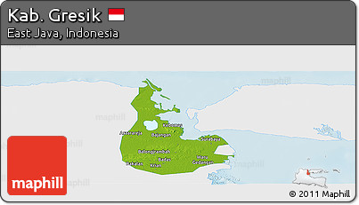 Physical Panoramic Map of Kab. Gresik, single color outside