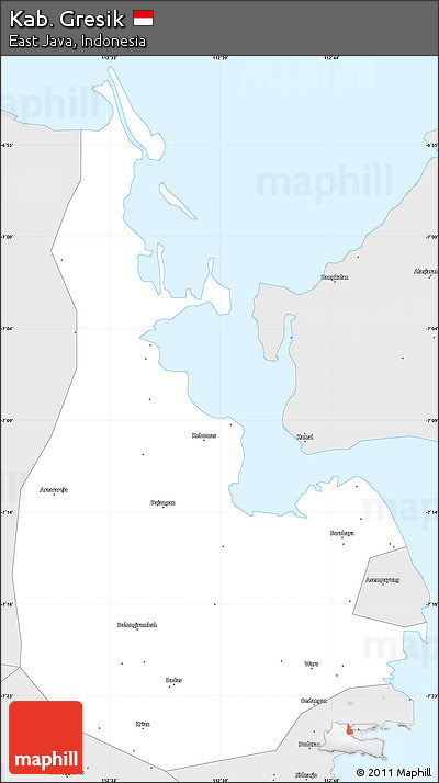 Silver Style Simple Map of Kab. Gresik