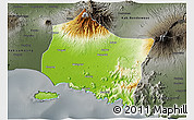 Physical 3D Map of Kab. Jember, darken, semi-desaturated
