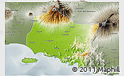 Physical 3D Map of Kab. Jember, semi-desaturated