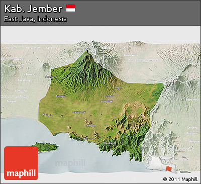 Satellite 3D Map of Kab. Jember, lighten