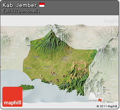 Satellite 3D Map of Kab. Jember, lighten