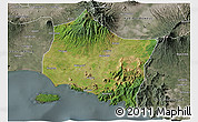 Satellite 3D Map of Kab. Jember, semi-desaturated