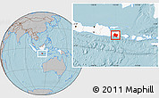 Gray Location Map of Kab. Jember, highlighted country, hill shading