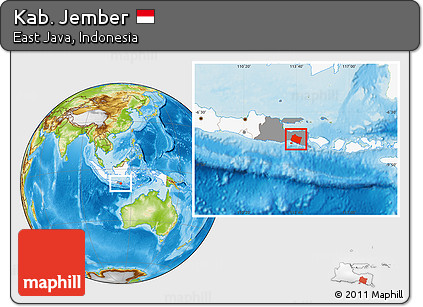 Physical Location Map of Kab. Jember, highlighted country, highlighted parent region