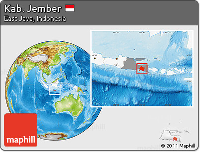Physical Location Map of Kab. Jember, highlighted country, highlighted parent region