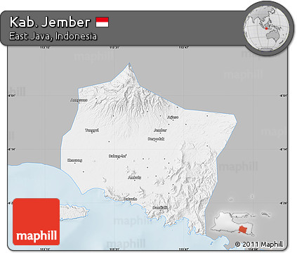 Gray Map of Kab. Jember, single color outside
