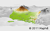 Physical Panoramic Map of Kab. Jember, lighten, desaturated