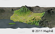 Satellite Panoramic Map of Kab. Jember, darken, semi-desaturated