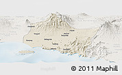 Shaded Relief Panoramic Map of Kab. Jember, lighten